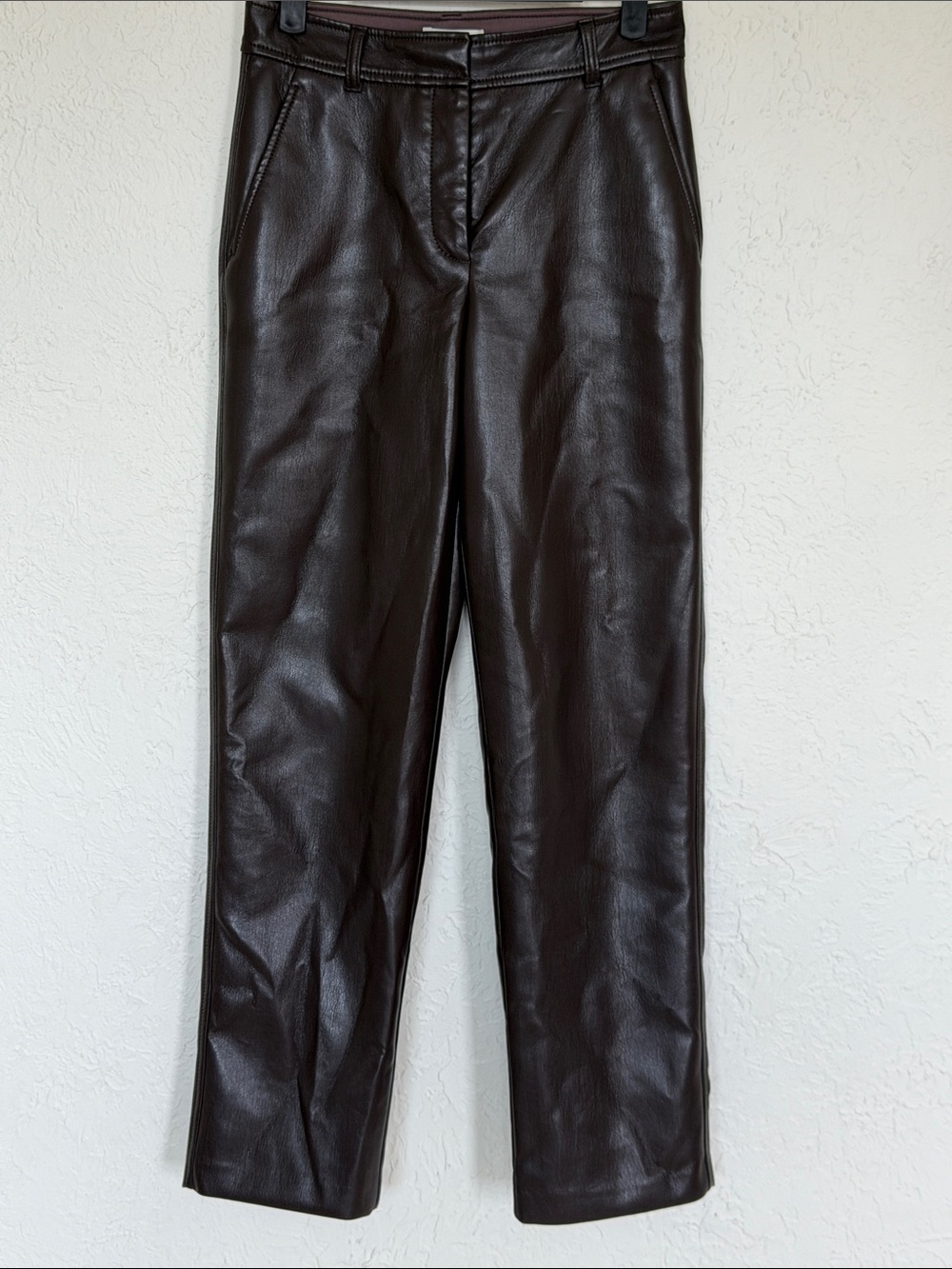 Babaton Women’s Chocolate Brown Leather Like Pants size 2 EUC